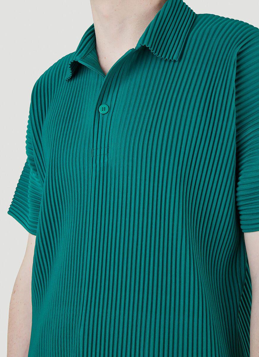 Homme Plissé Issey Miyake Pleated Polo Shirt in Green for Men | Lyst