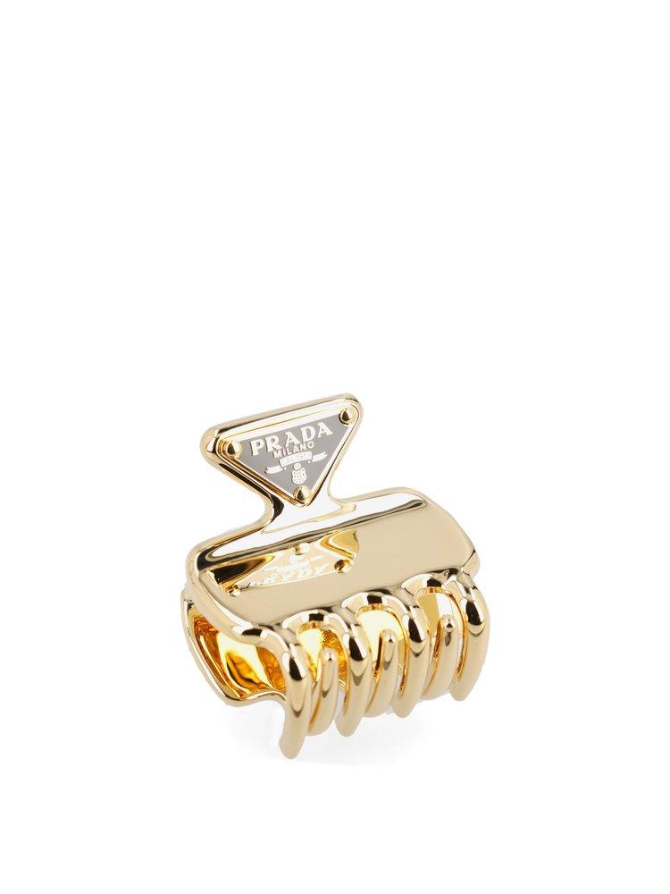 Prada Logo Detailed Claw Hair Clip in Metallic Lyst