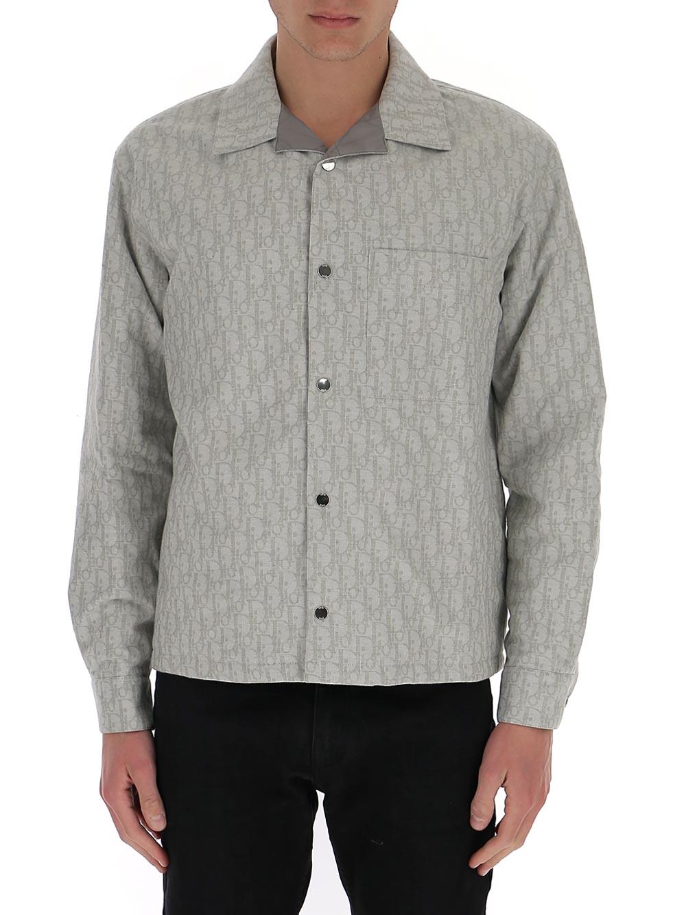 Dior Oblique Jacquard Overshirt in Gray for Men | Lyst