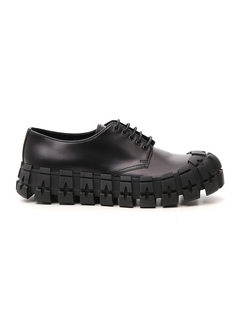 Prada Leather Chunky Derby Shoes in Black for Men - Lyst