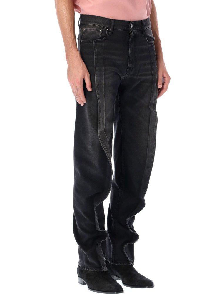 Y. Project Men's Black Banana Shaped Straight Leg Jeans