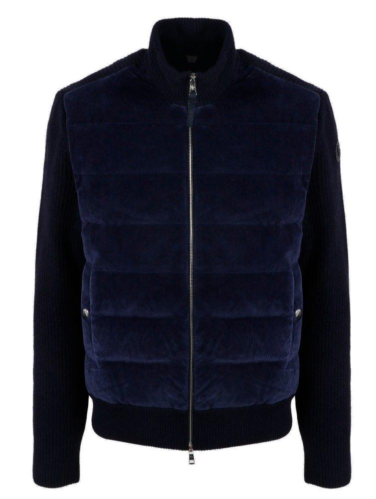 Moncler Ribbed Velvet Padded Jacket in Blue for Men | Lyst