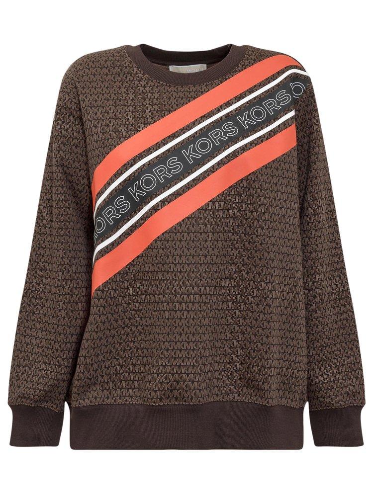 Michael Kors Logo Crewneck Sweatshirt in Brown | Lyst