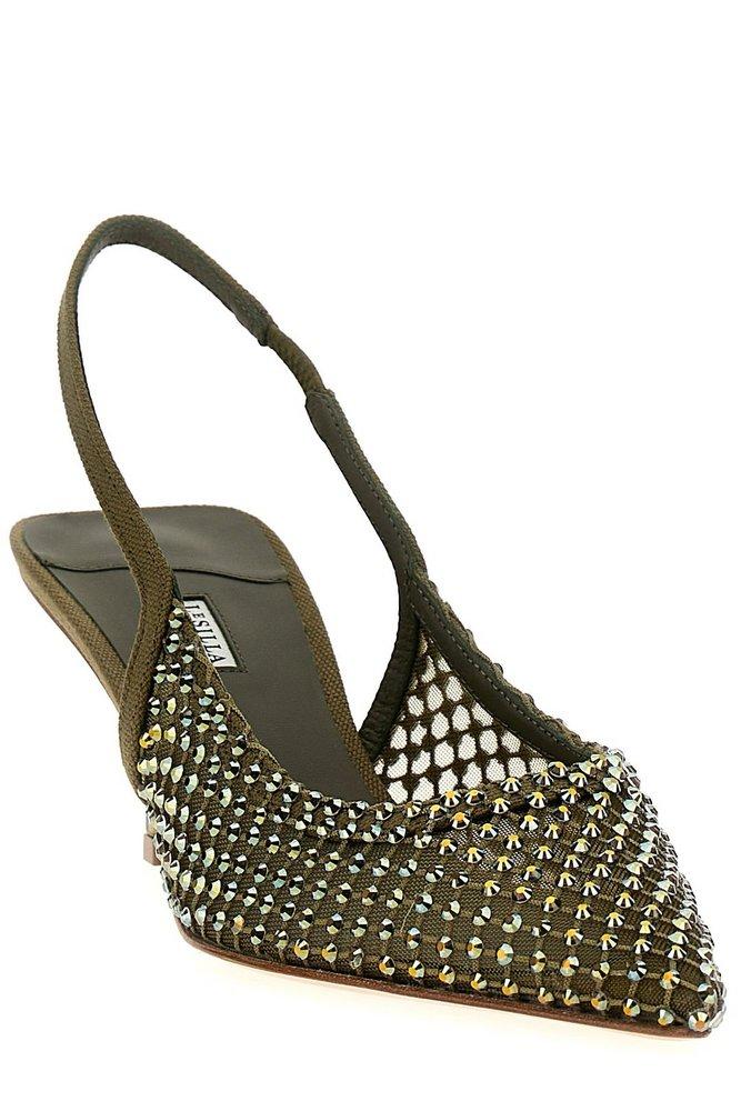 スリッポン LE SILLA 'Gilda' slingback Green Le Silla Gilda Embellished Slingback Pumps in Metallic | Lyst