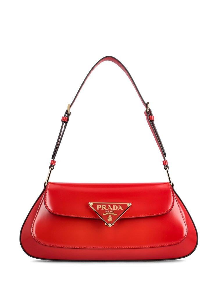 Prada Logo-plaque Shoulder Bag in Red