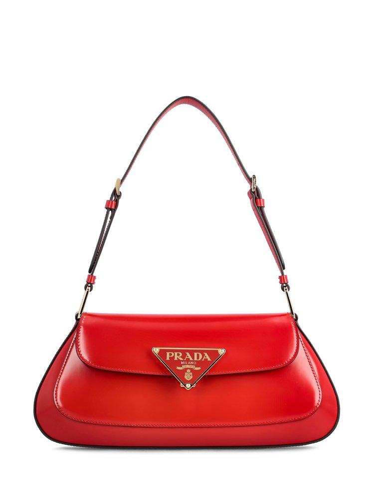 Prada Brushed Leather Shoulder Bag - Red