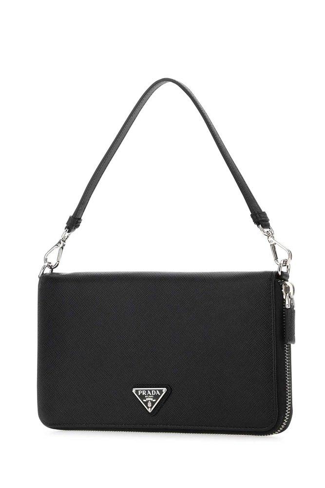 Prada Clutch Portafoglio Black Vitello Leather Bag