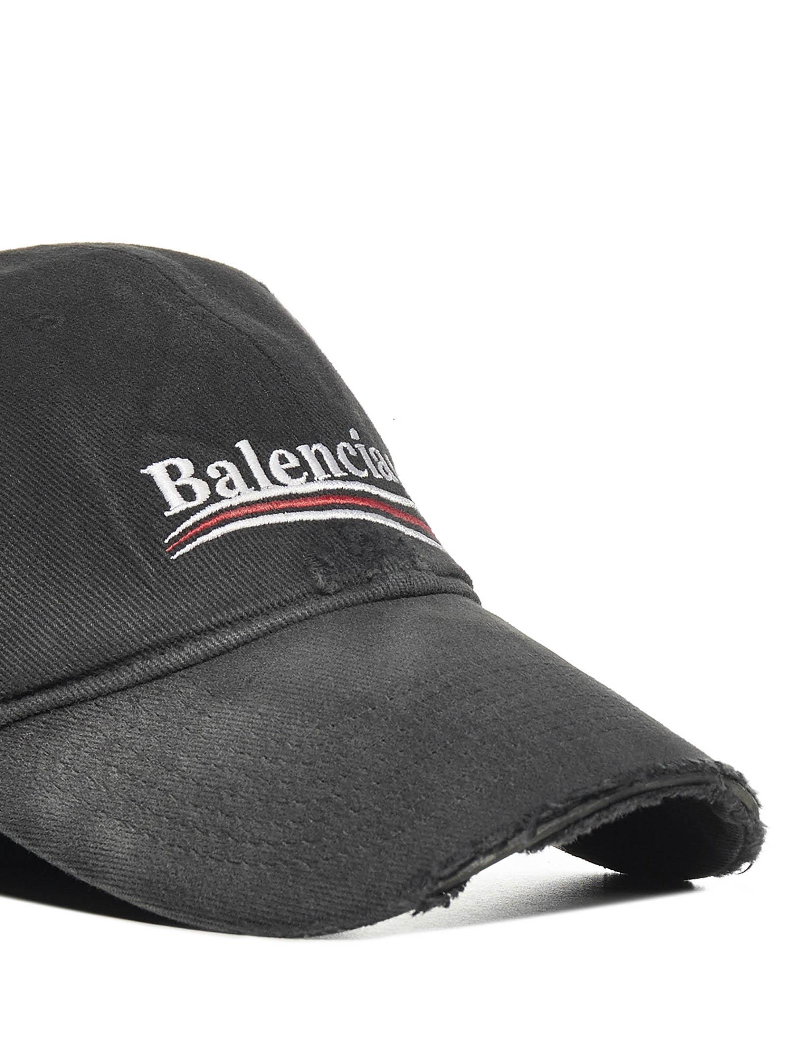 Balenciaga Political Campaign Destroyed Cotton Logo Cap in Black 