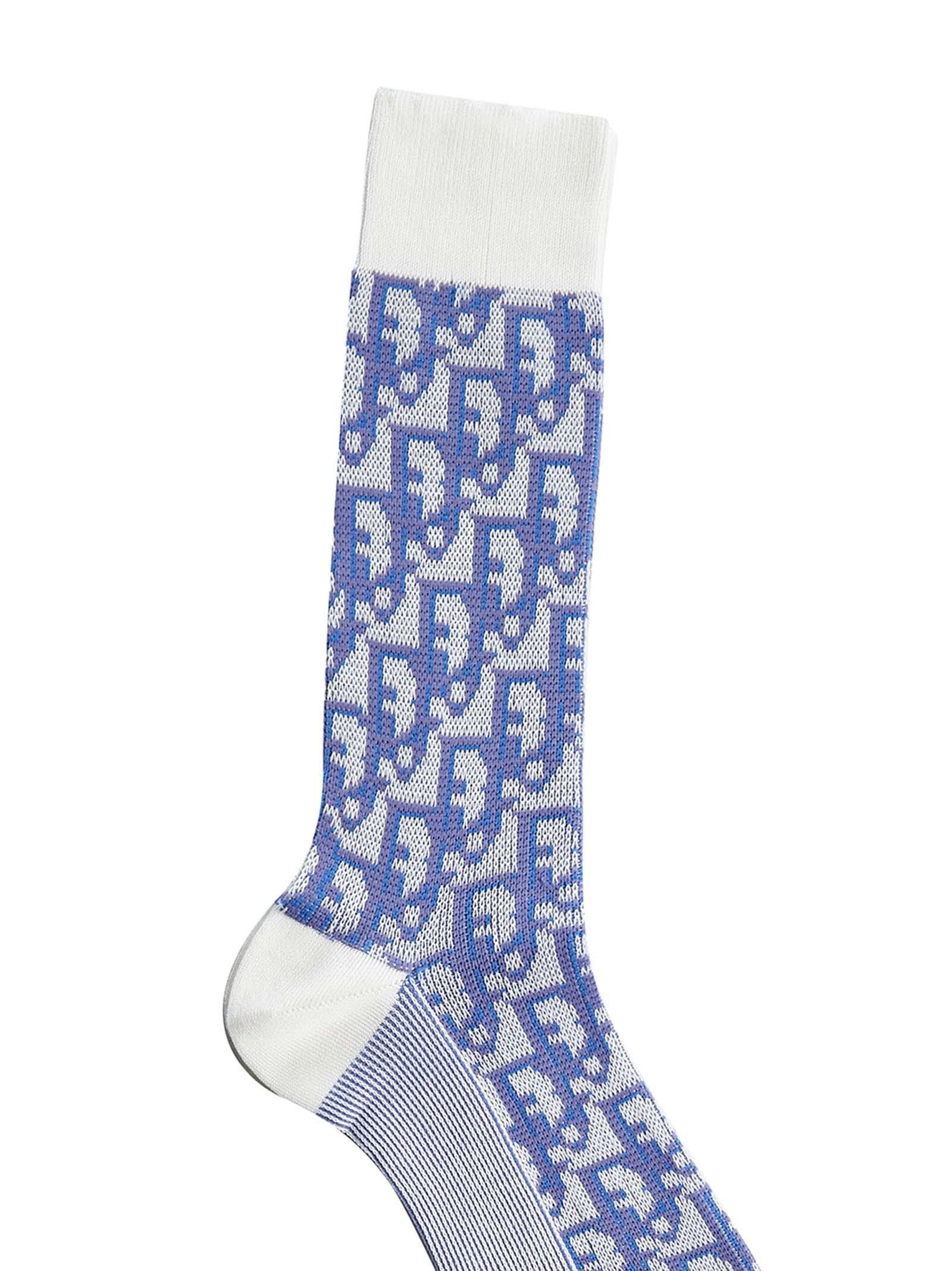 Dior Oblique Intarsia Socks in Blue for Men