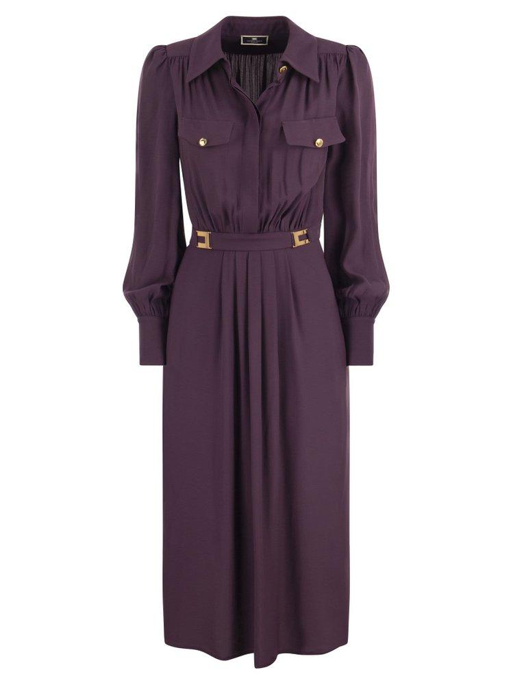 Chevron georgette belted shirtdress outlet
