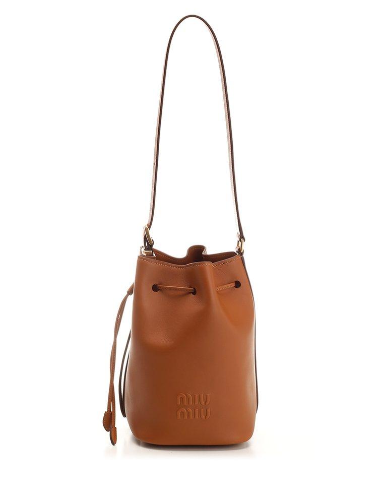 Miu Miu Shoulder Bucket Bag In Cognac Leather in Brown | Lyst