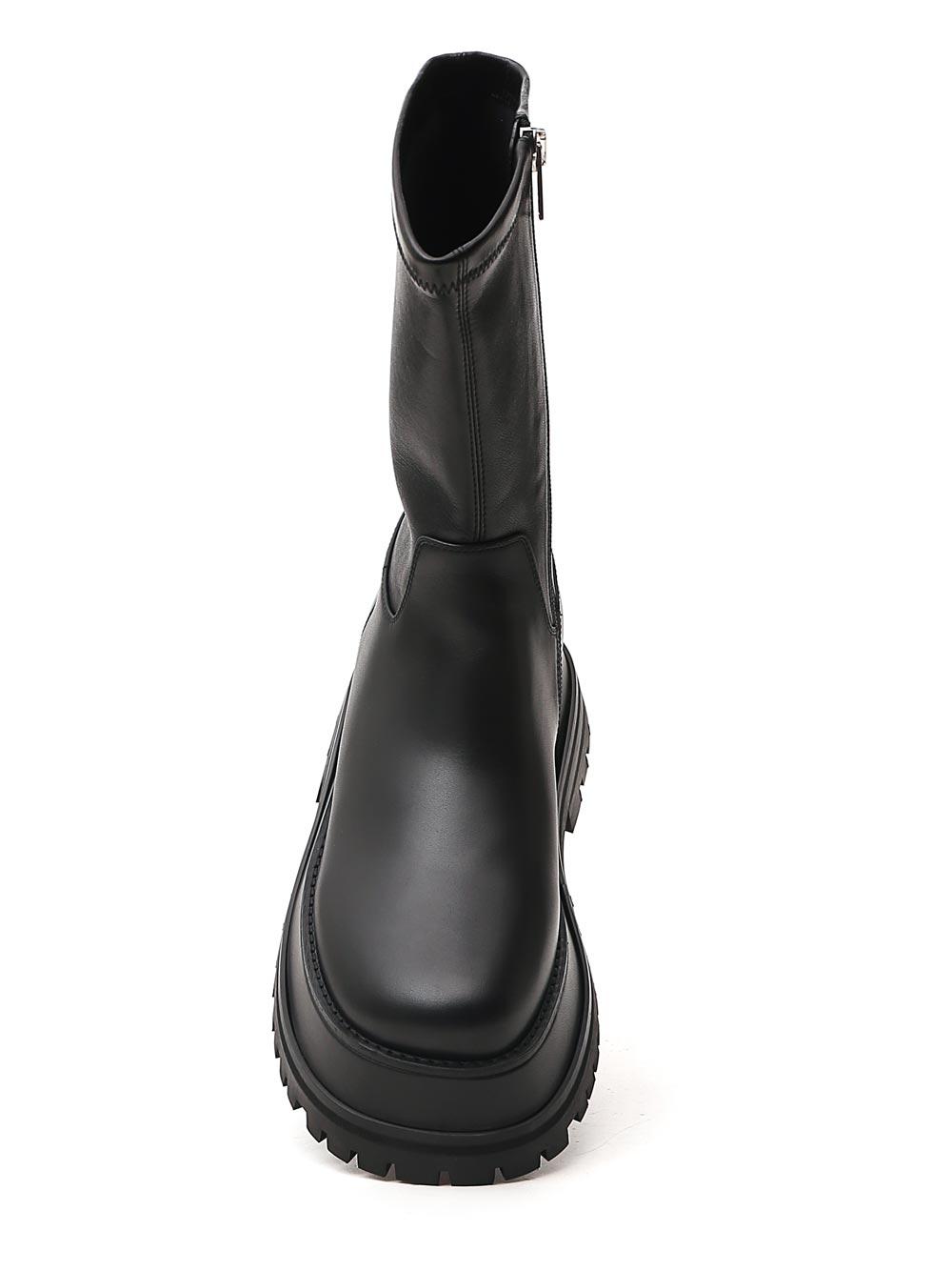 Burberry Leather Hurr Chunky Sole Zip-up Boots in Black - Lyst
