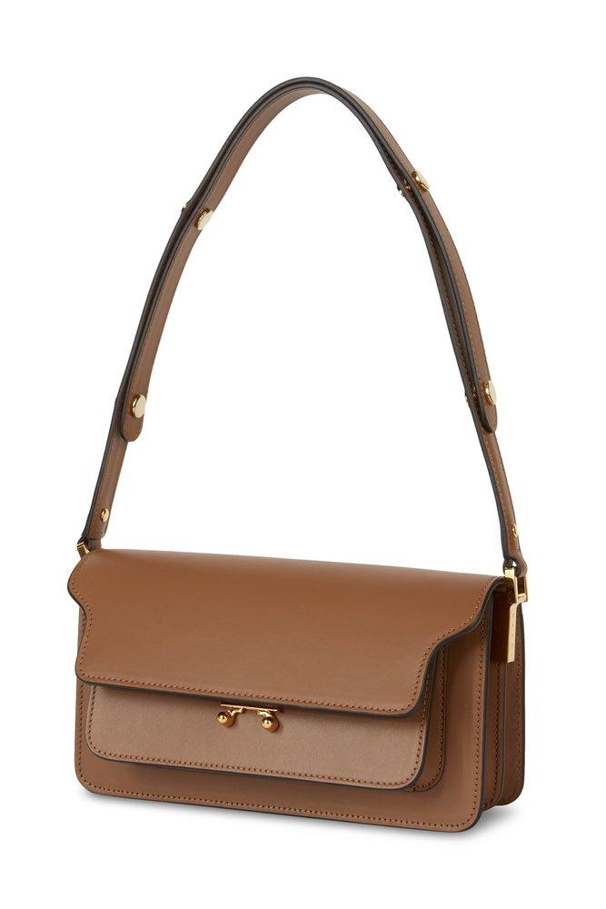 Brown Saffiano leather EW Trunk bag