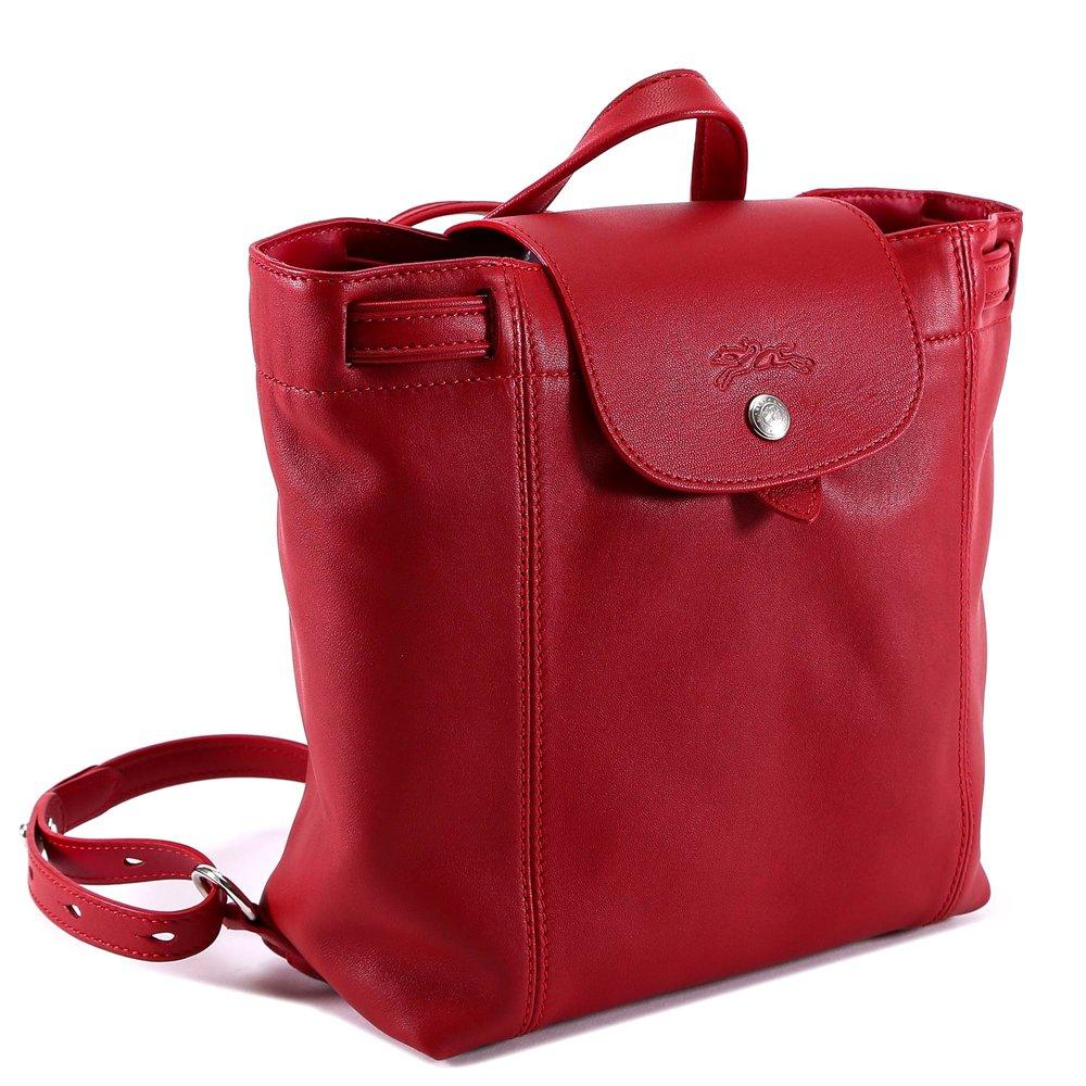 Pliage leather backpack Longchamp Red in Leather - 27351400