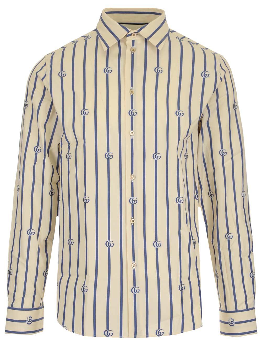 Gucci Cotton GG Striped Shirt for Men - Lyst