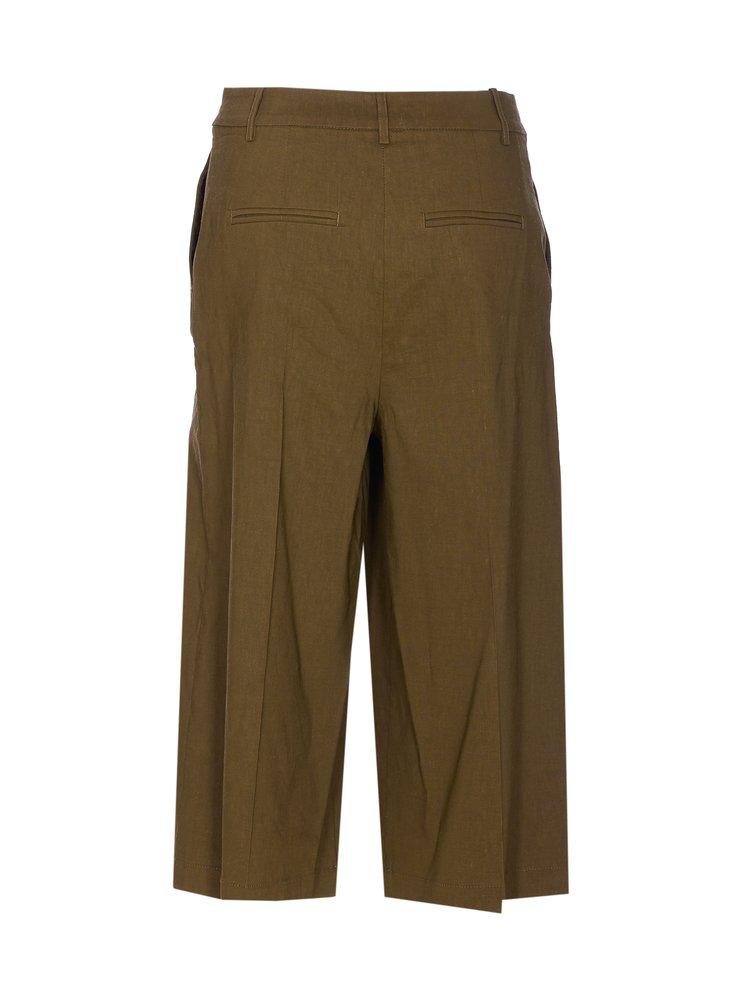 Pinko High Waist Wide-Leg Shorts in Green | Lyst