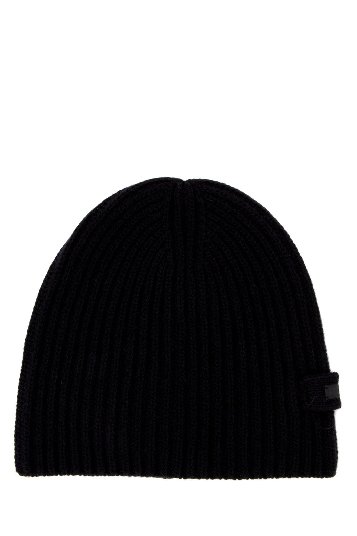 Prada Wool Ribbed Knitted Beanie in Black for Men Lyst