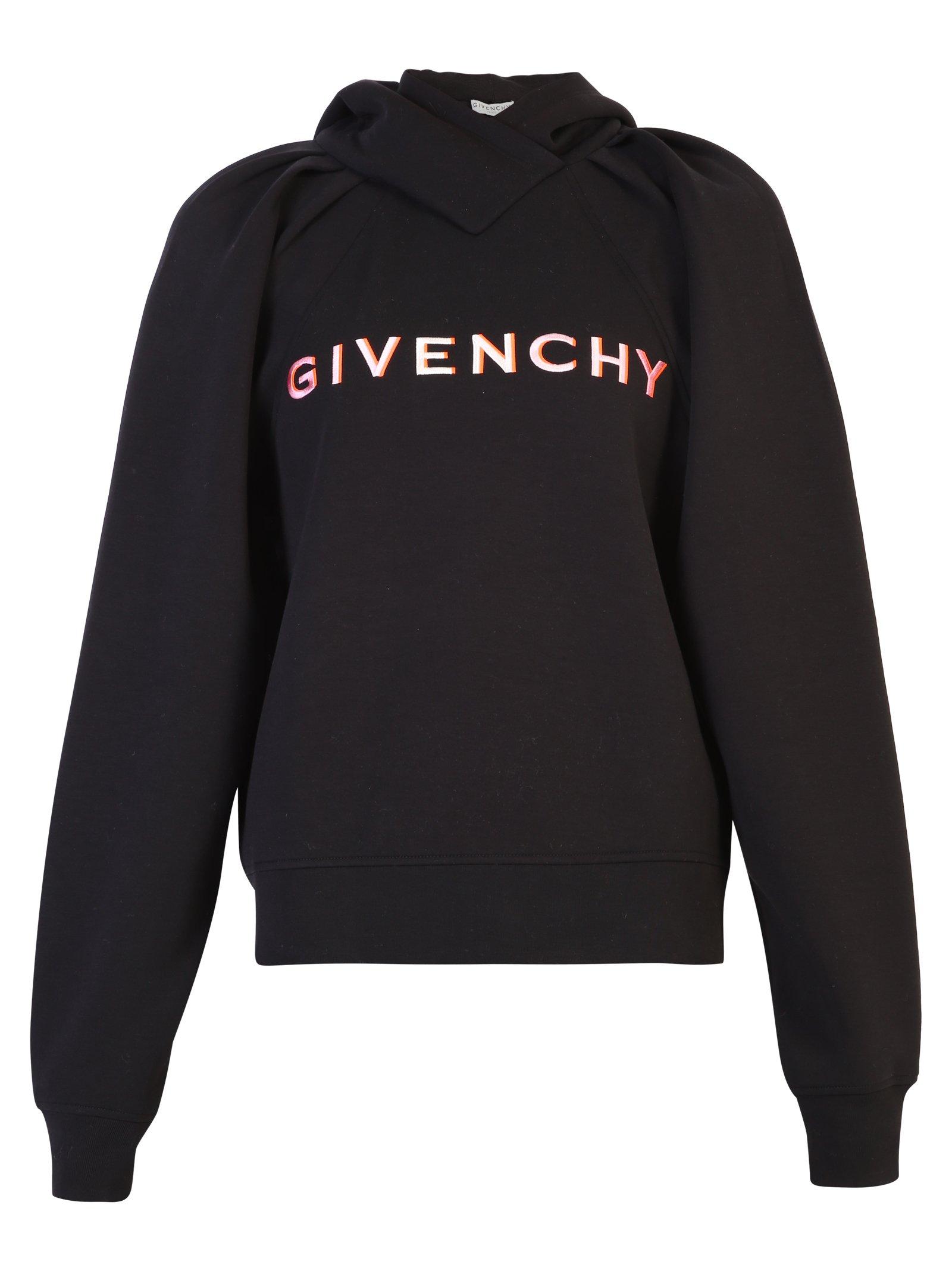 Givenchy Cotton Embroidered Logo Hoodie in Black - Lyst