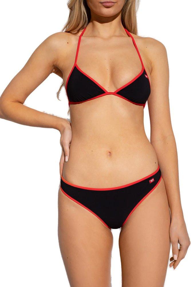 DIESEL Bfb-sees Logo Patch Bikini Top in Red | Lyst