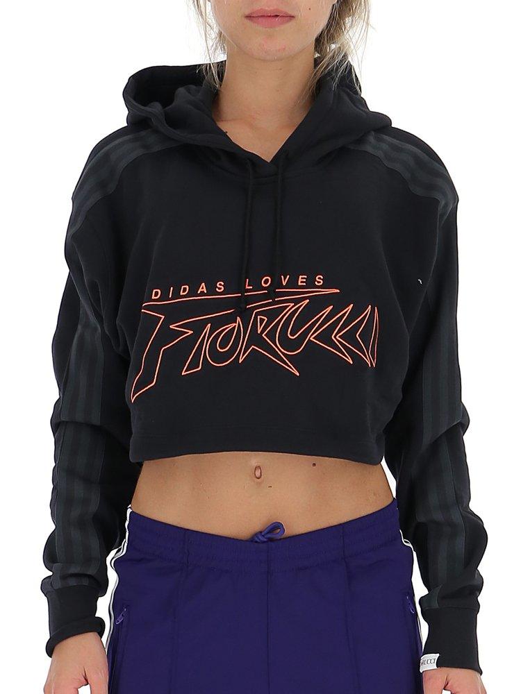 adidas Originals X Fiorucci Logo Embroidered Cropped Hoodie in Black | Lyst