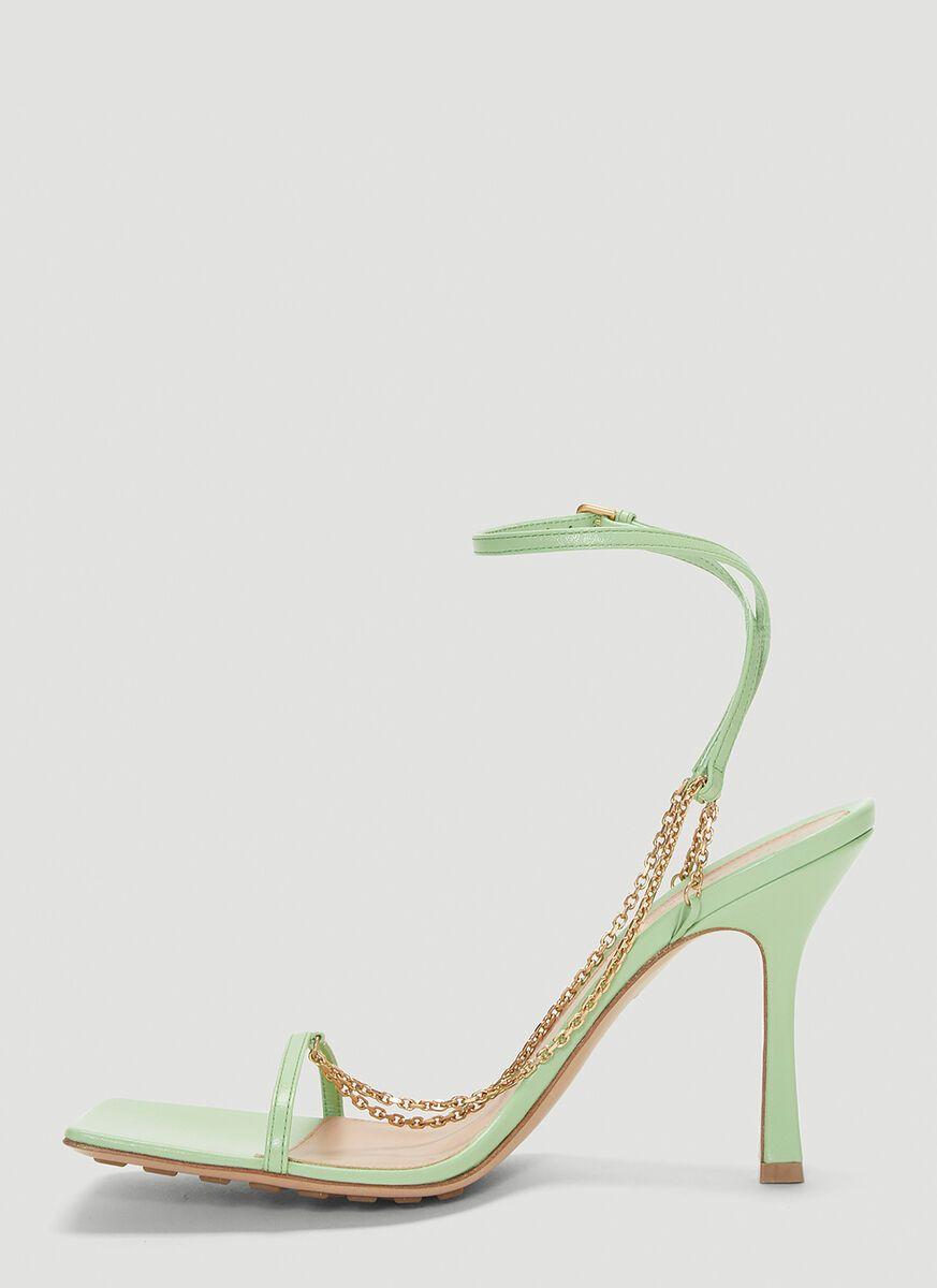 Bottega Veneta Leather Stretch Sandals in Green - Lyst