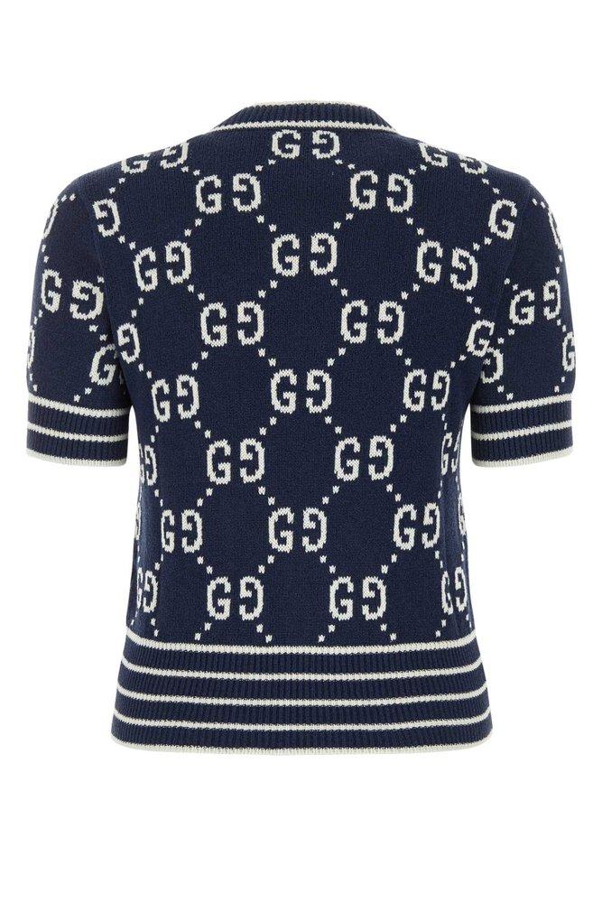 Gucci Gg-jacquard Zip-through Cotton Sweatshirt In Navy Multi, ModeSens