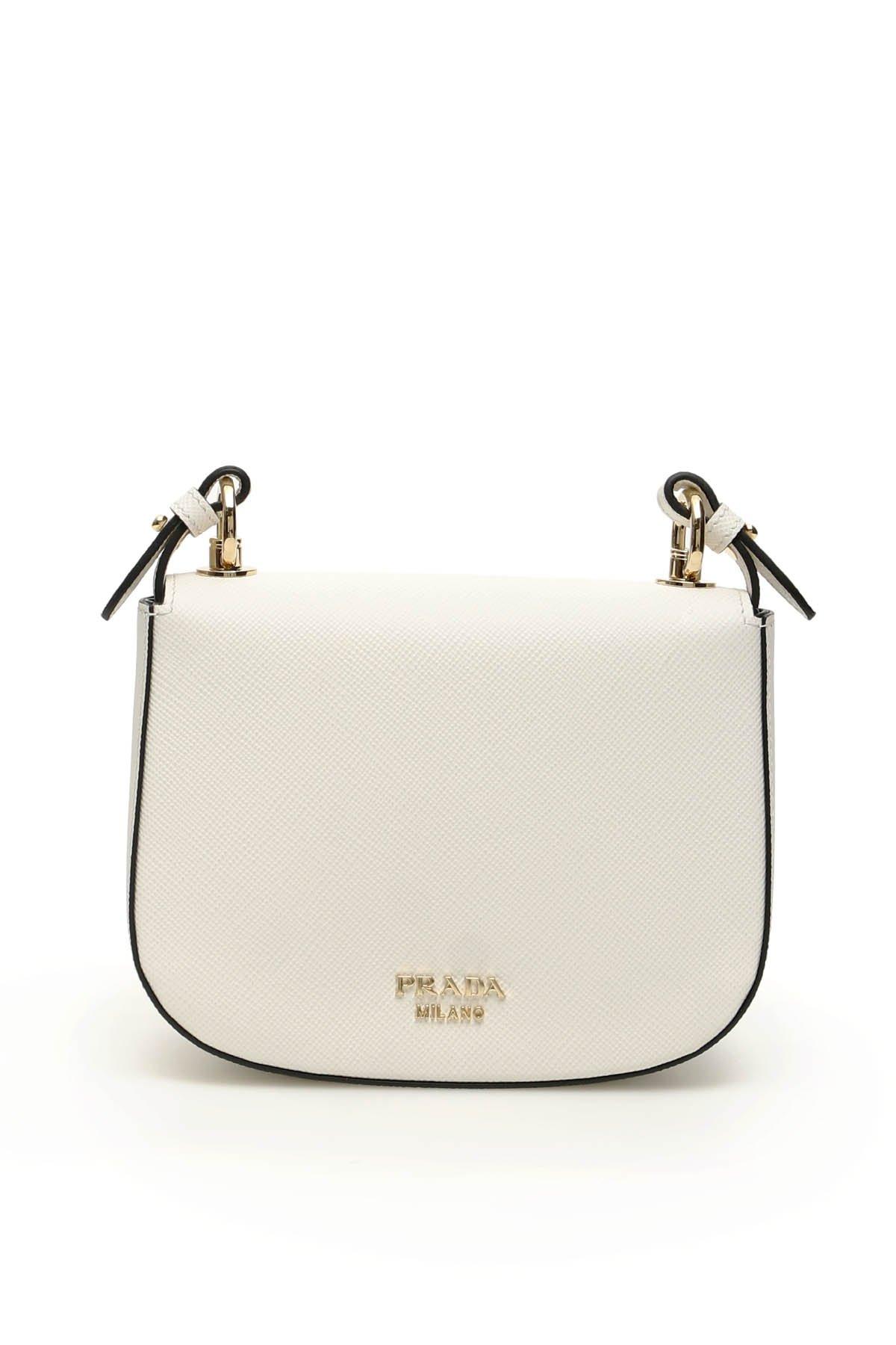 Prada White Saffiano Pattina Crossbody Bag Leather, 47% OFF