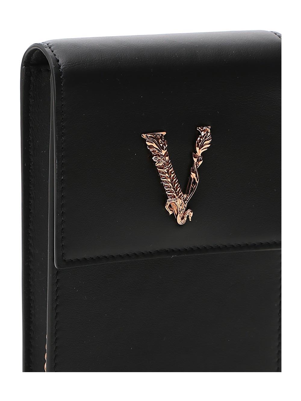 Virtus leather crossbody bag Versace Black in Leather - 18114847