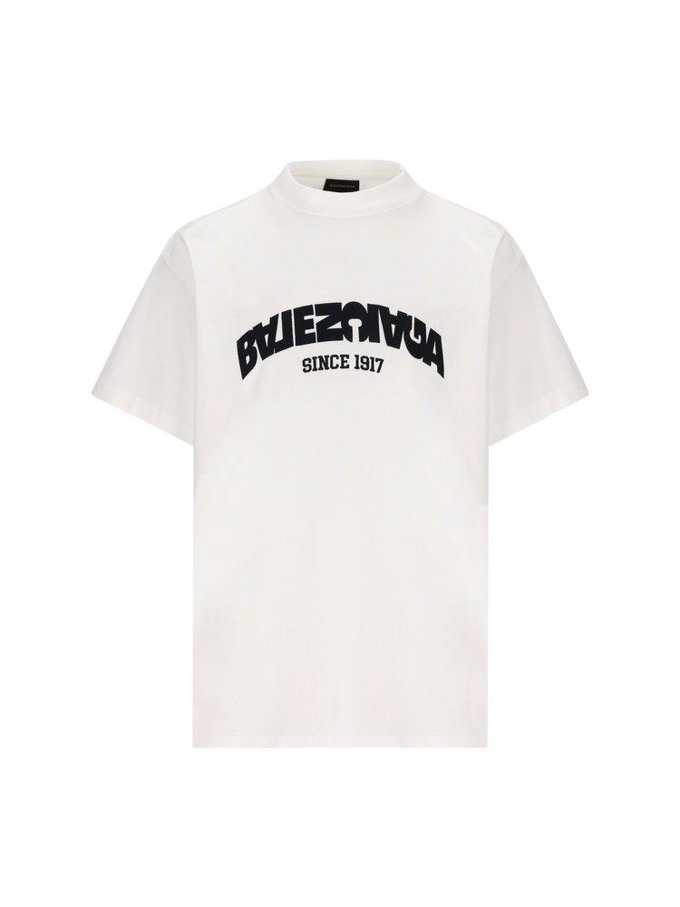 Balenciaga Flip Logo Printed Oversized T-shirt in White | Lyst