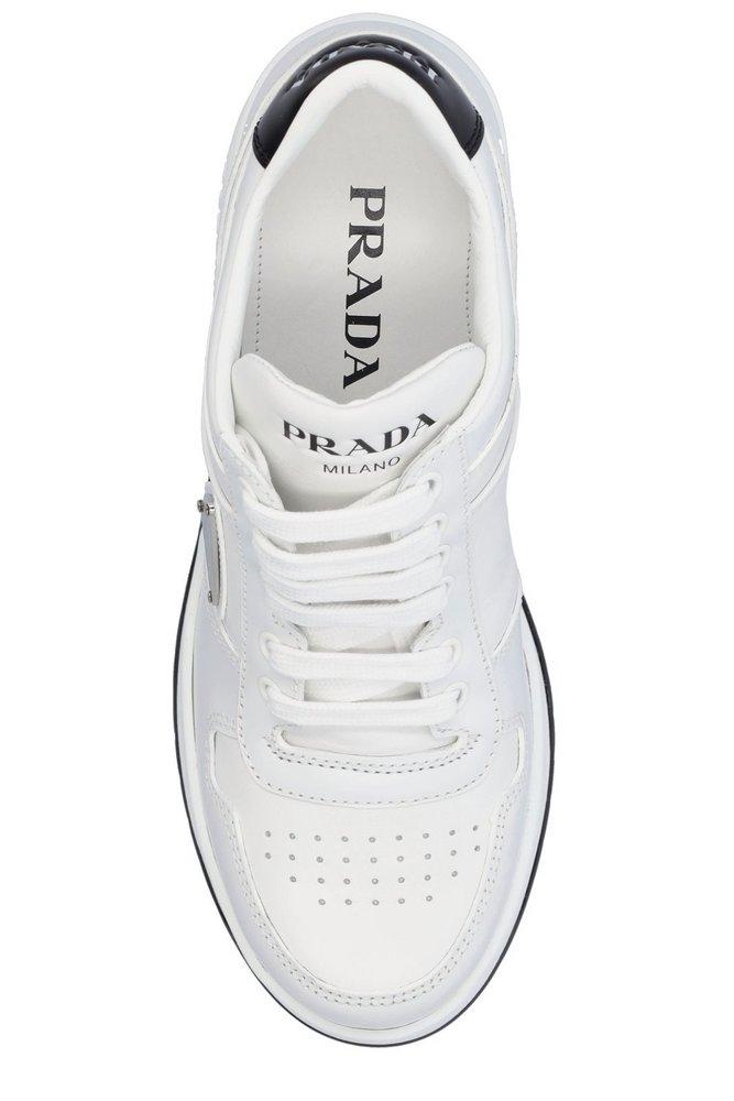 PRADA＊Downtown high-heeled leather sneakers＊送料込 Prada Women's Downtown High-Heeled Leather Black / White Low