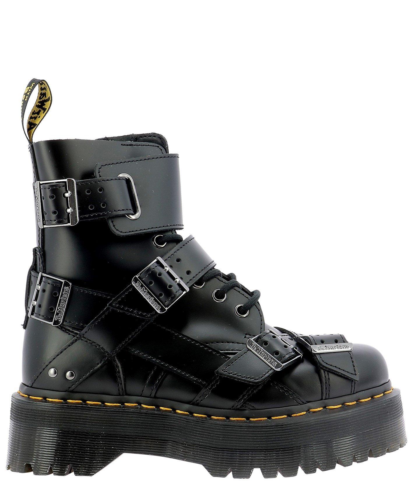 Dr. Martens Jadon Strap Platform Leather Boots in Black - Lyst