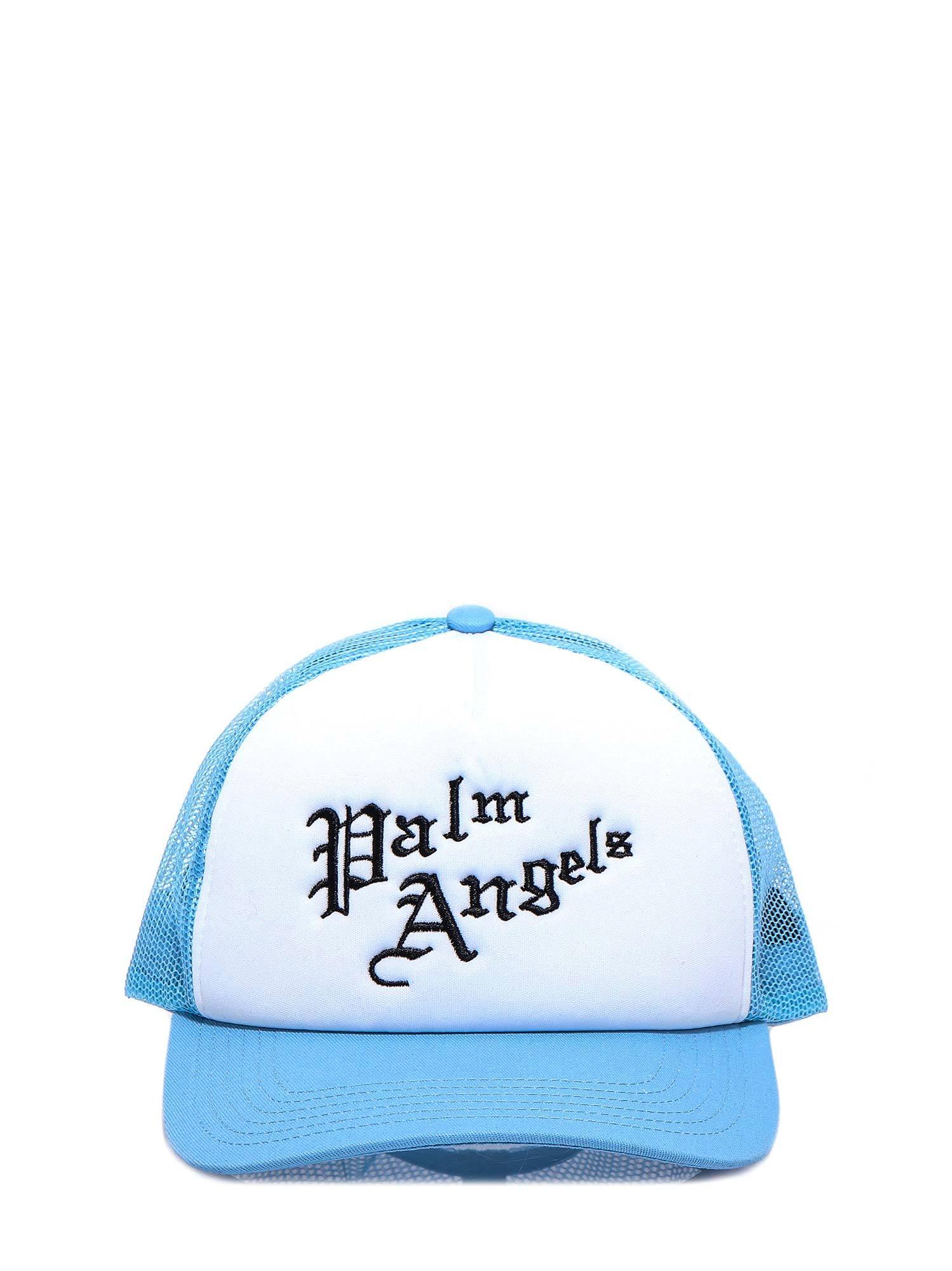 Palm Angels Logo Trucker Hat in Blue for Men | Lyst