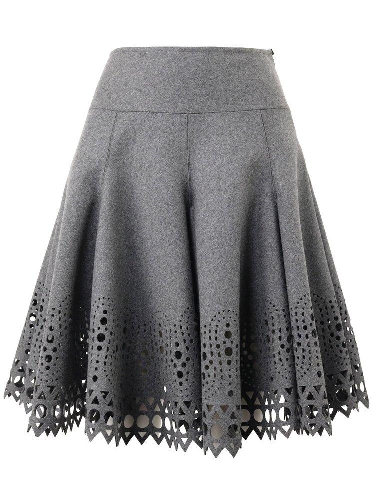 ALAIA Ribbed Wool Fit-Flare Mini Skirt