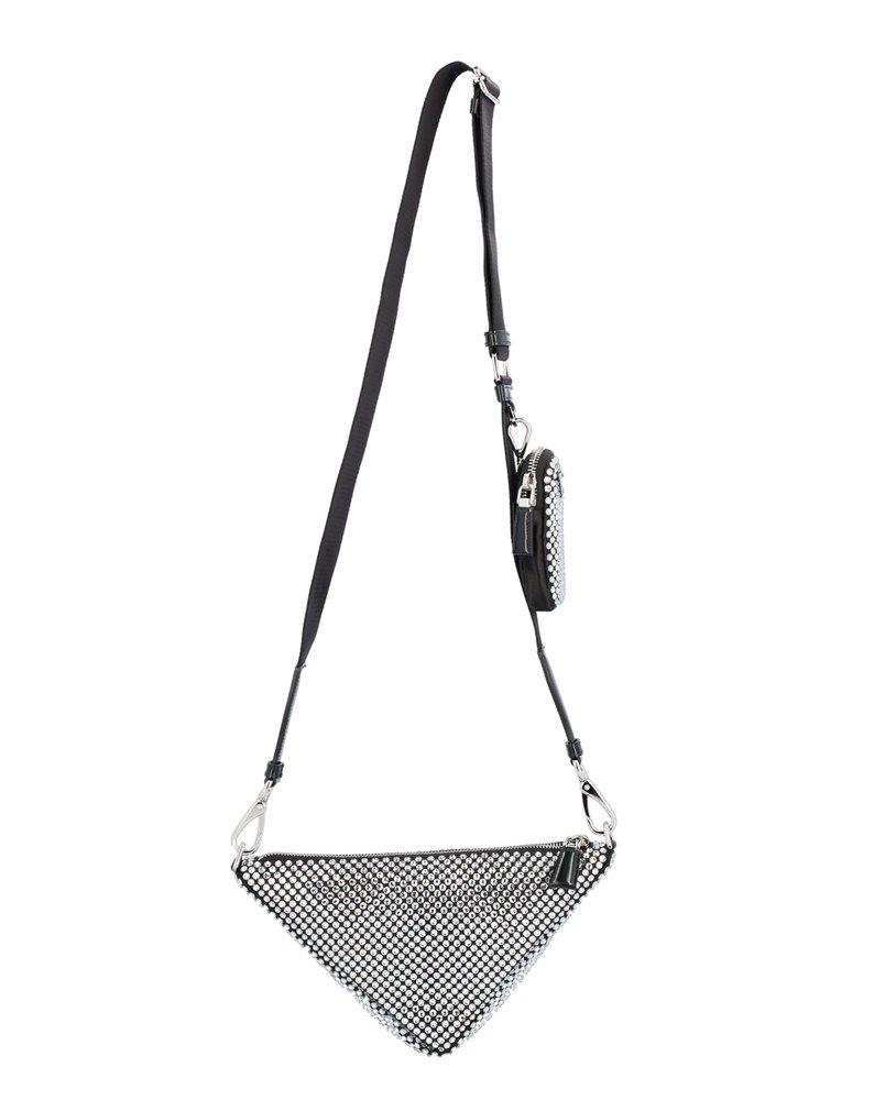 Prada Mini Triangle Crystal-embellished Crossbody Bag