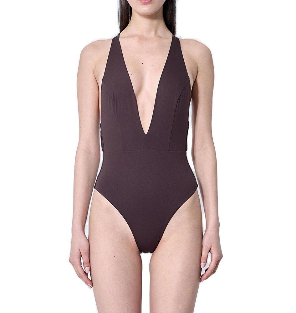max-mara-Brown-Cristel-V-Neck-