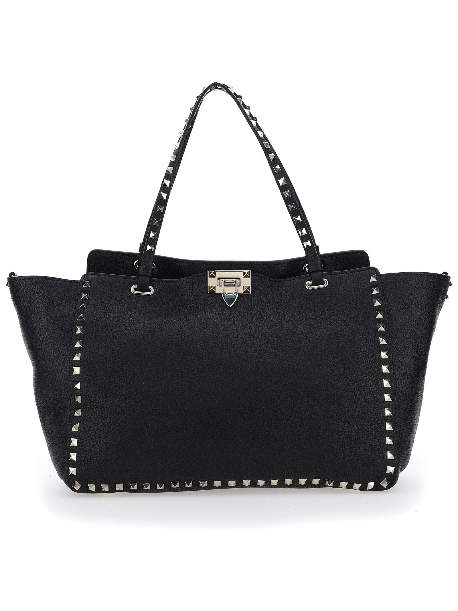 Valentino Leather Garavani Rockstud Medium Tote Bag in Black - Lyst