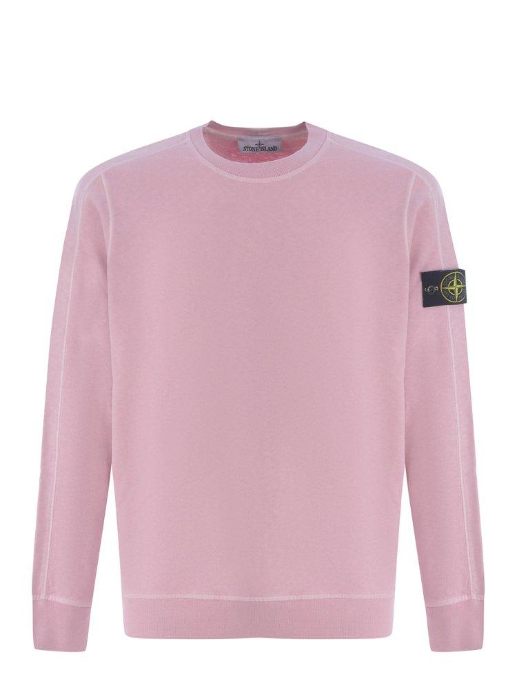 Stone Island Logo Patch Crewneck Sweatshirt in Pink for Men Lyst UK