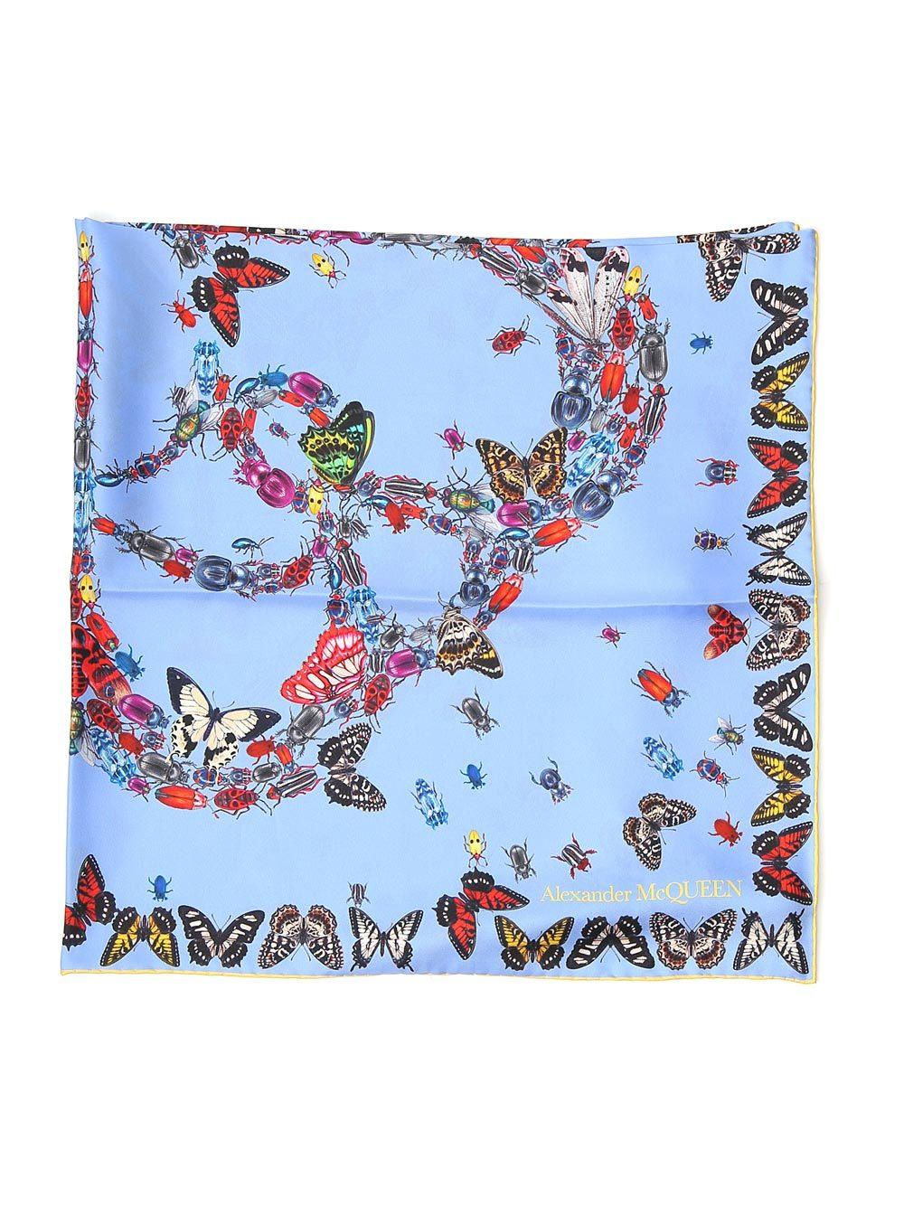 Alexander McQueen Silk Butterfly Scarf in Blue - Lyst
