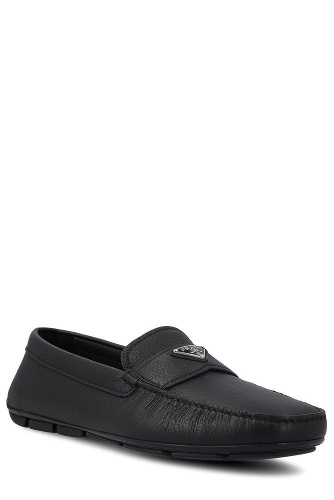 Prada triangle-logo velvet slippers - Black