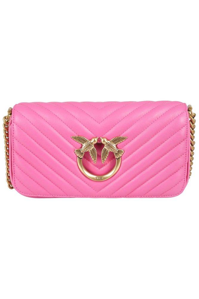 Save 10% Pinko Leather Love Click Baguette Shoulder Bag in Pink Womens Bags Shoulder bags 