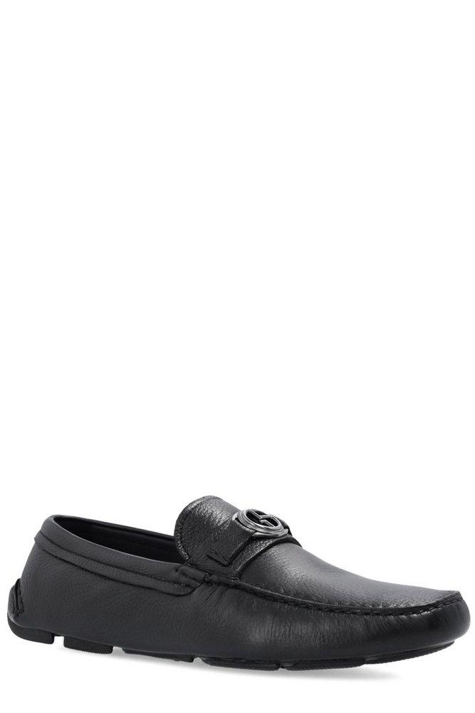 Giorgio Armani almond-toe leather loafers - Black