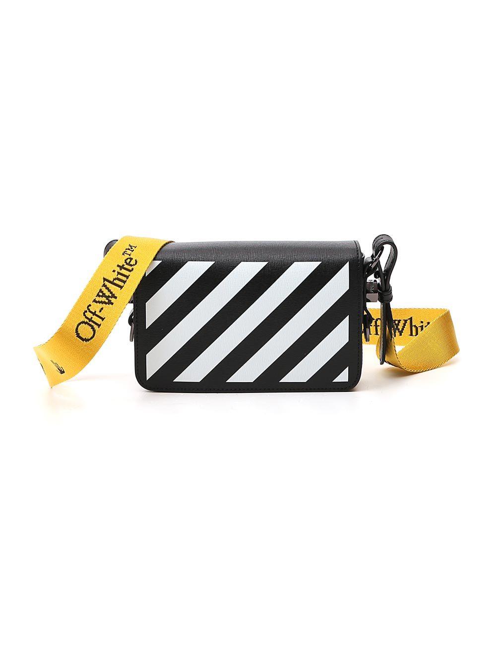 OFF-WHITE Diag Flap Bag Baby Black/Yellow in Leather with Ruthenium-tone -  GB