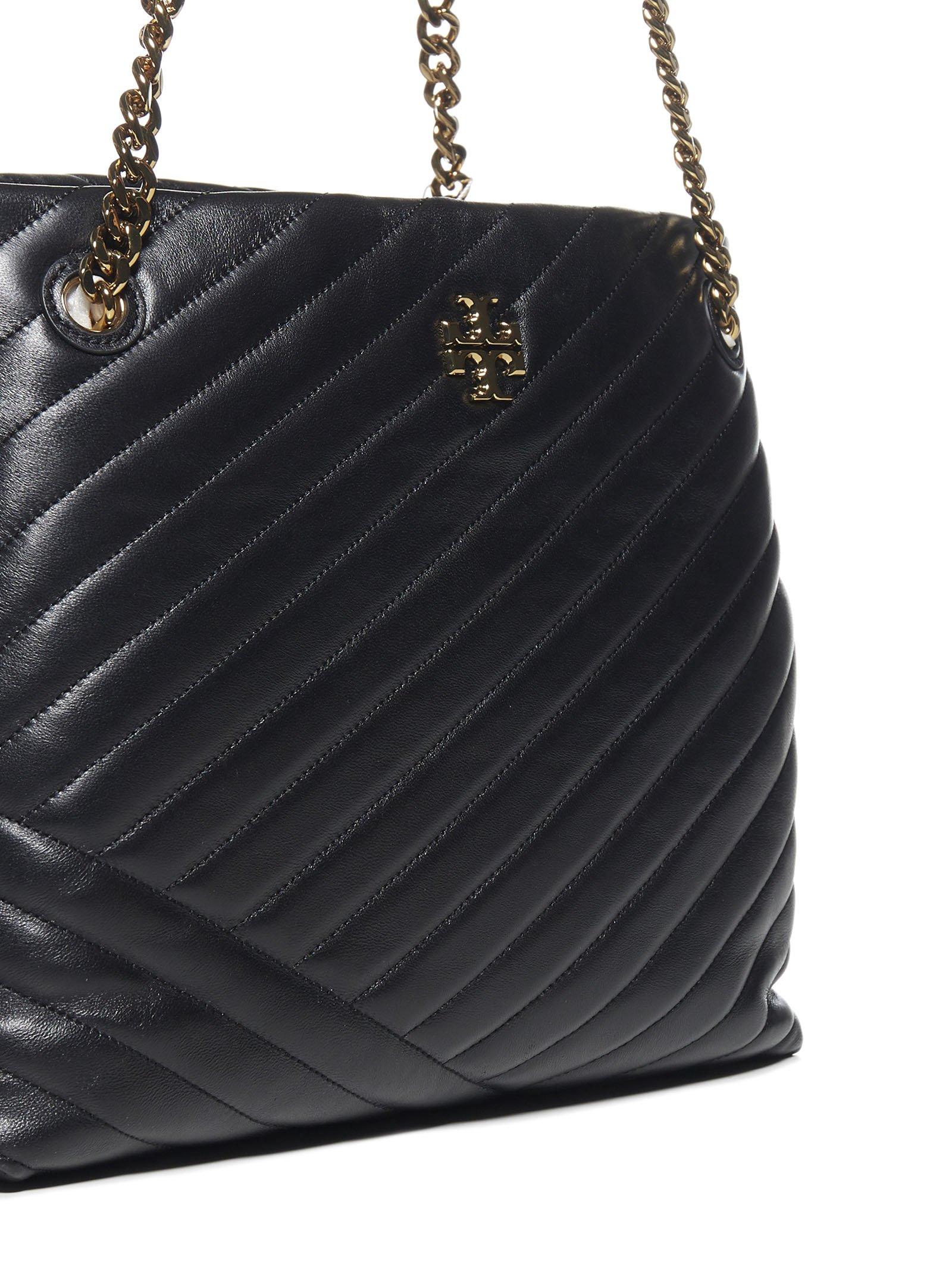 Tory Burch Leather Kira Chevron Tote Bag in Black Lyst