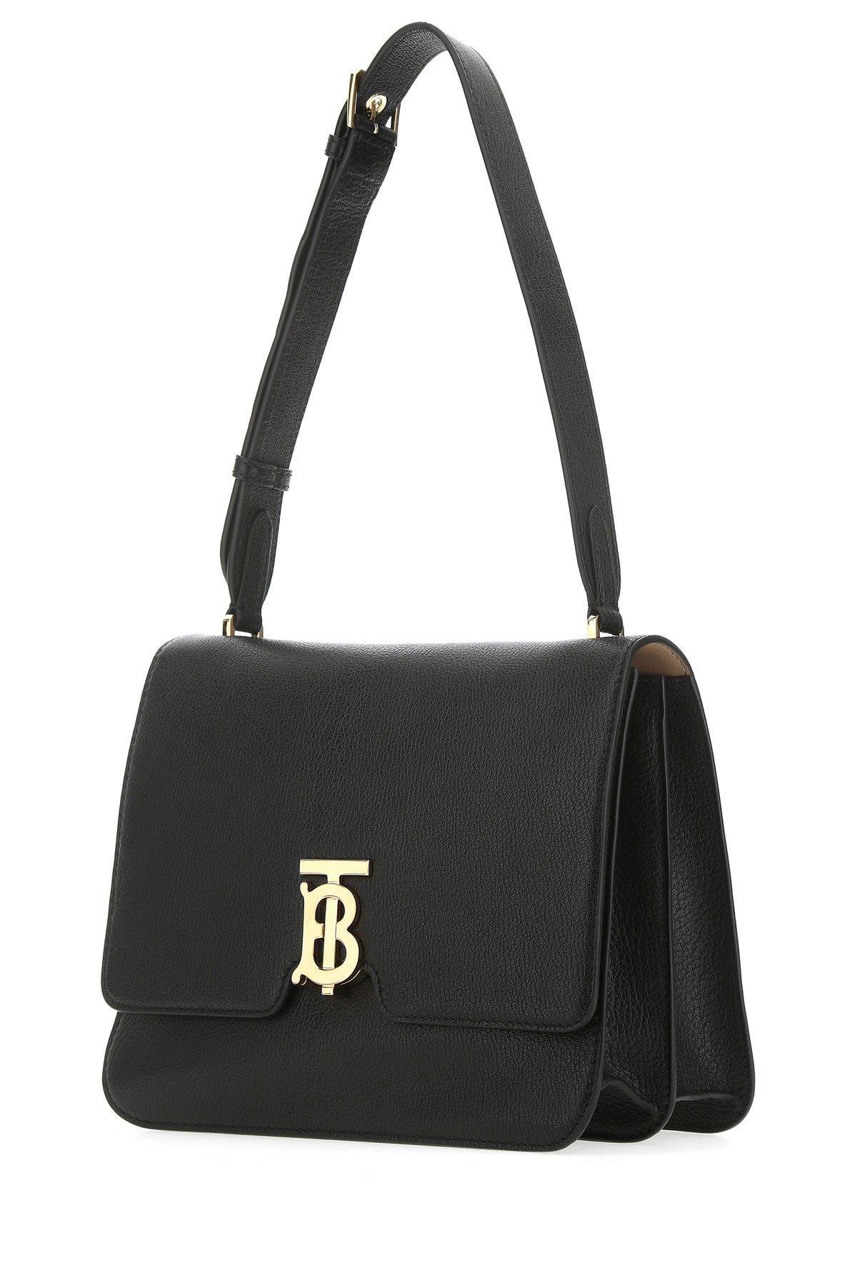 Burberry Leather Tb Monogram Medium Shoulder Bag in Black Lyst