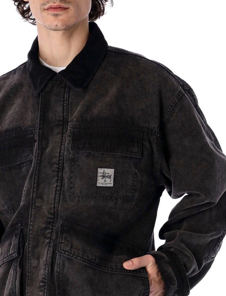 Stussy Washed Canvas Shop Jacket in Black for Men | Lyst