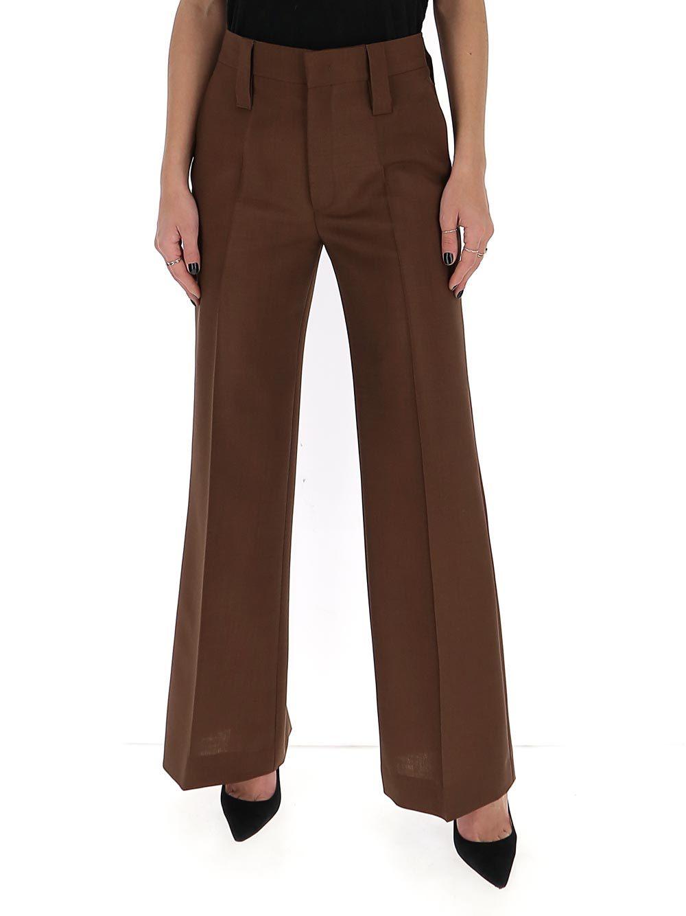 Prada Cotton Flared Pants in Brown - Lyst