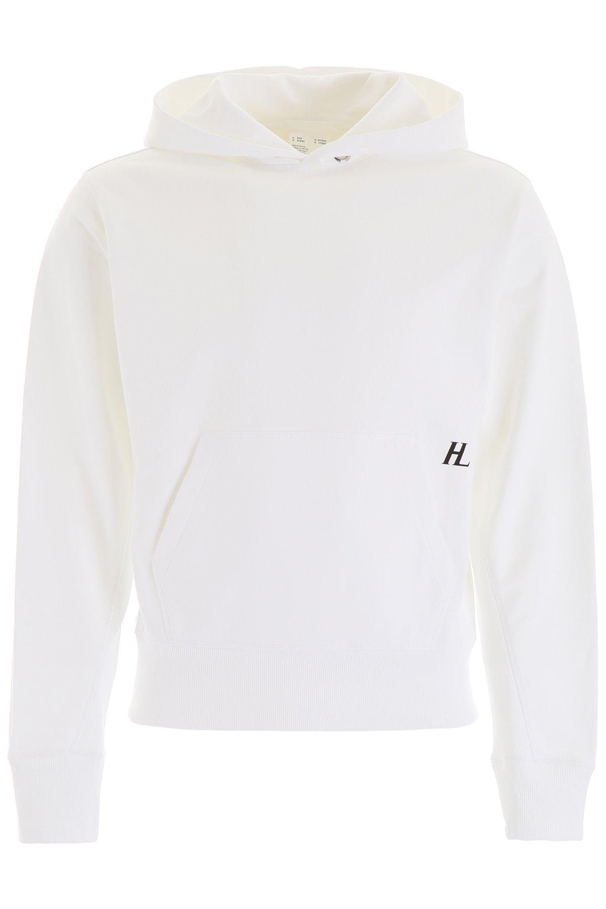 Helmut Lang Cotton Logo Print Hoodie in White for Men - Lyst
