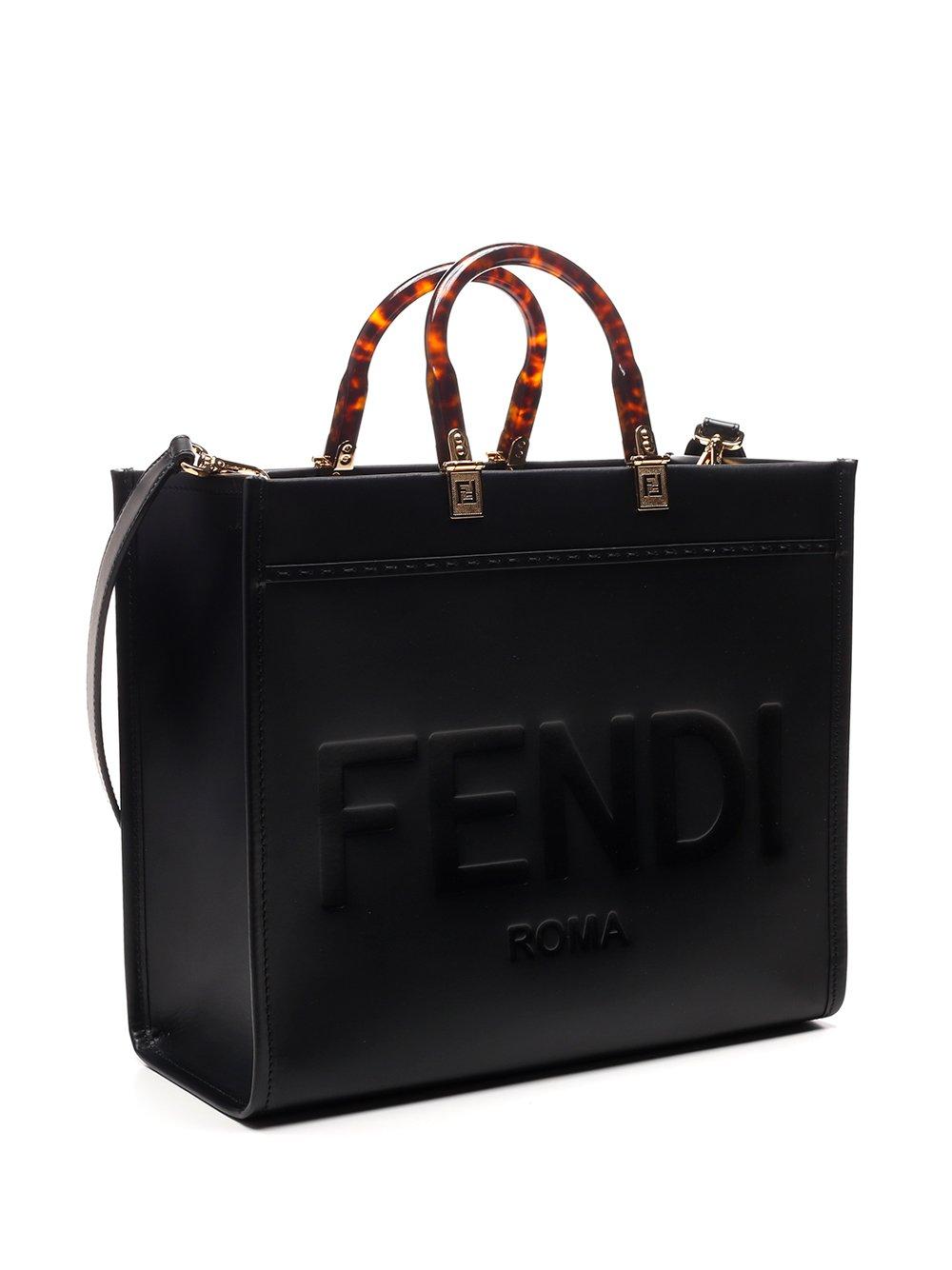 Fendi Leather Sunshine Medium Tote Bag in Black Lyst
