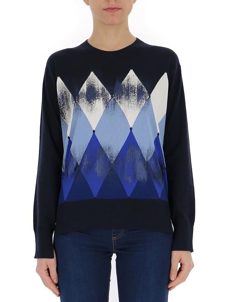 Ballantyne Cotton Argyle Pattern Sweater in Blue - Lyst