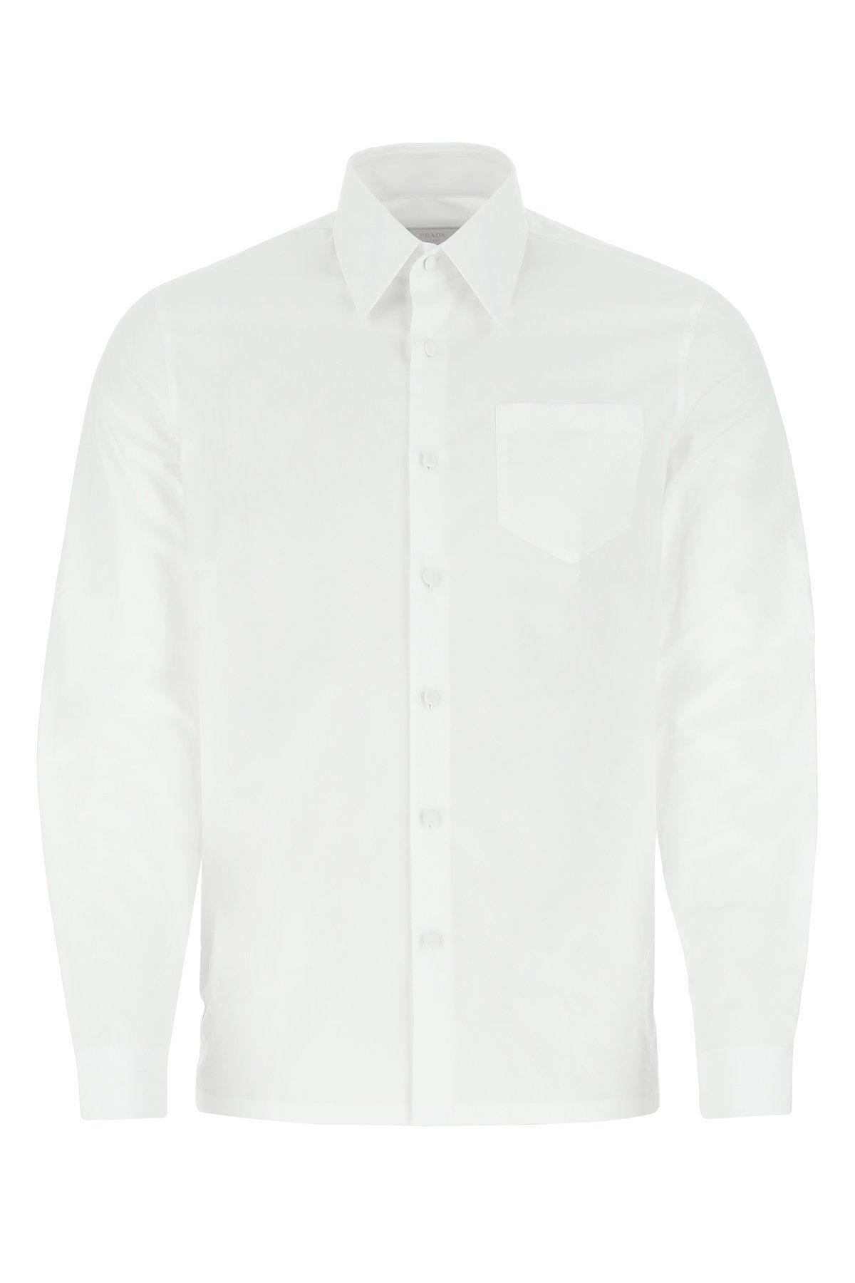 Prada Cotton Button-up Shirt in White for Men - Lyst